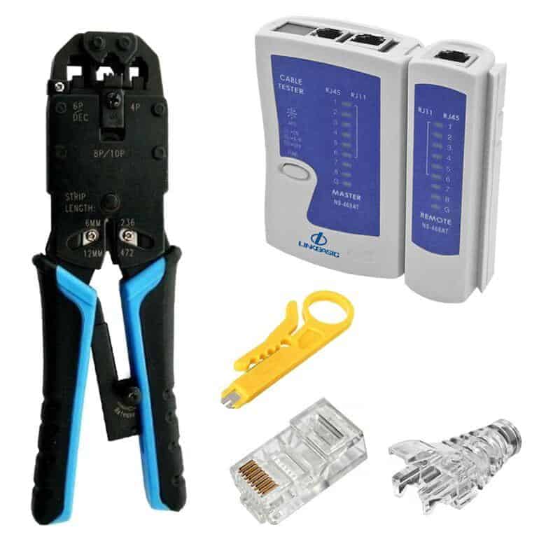 rj45 combo kit diy crimper tester prep tool connector boots 1