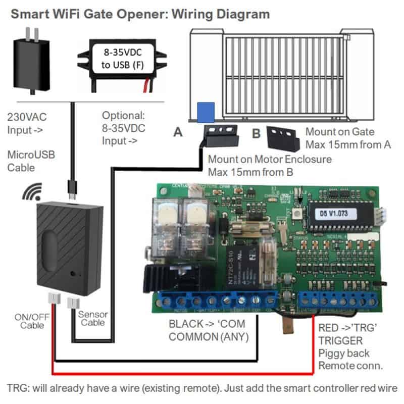 smart wifi gate opener wiring diagram connections