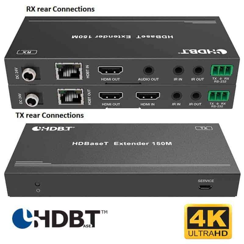HDMI extender 150m HDBaseT 4K UHD rear connections