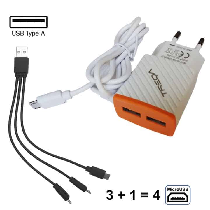 USB 5V power Cable to 3 Micro USB 5V 3A 16W Phone Charger
