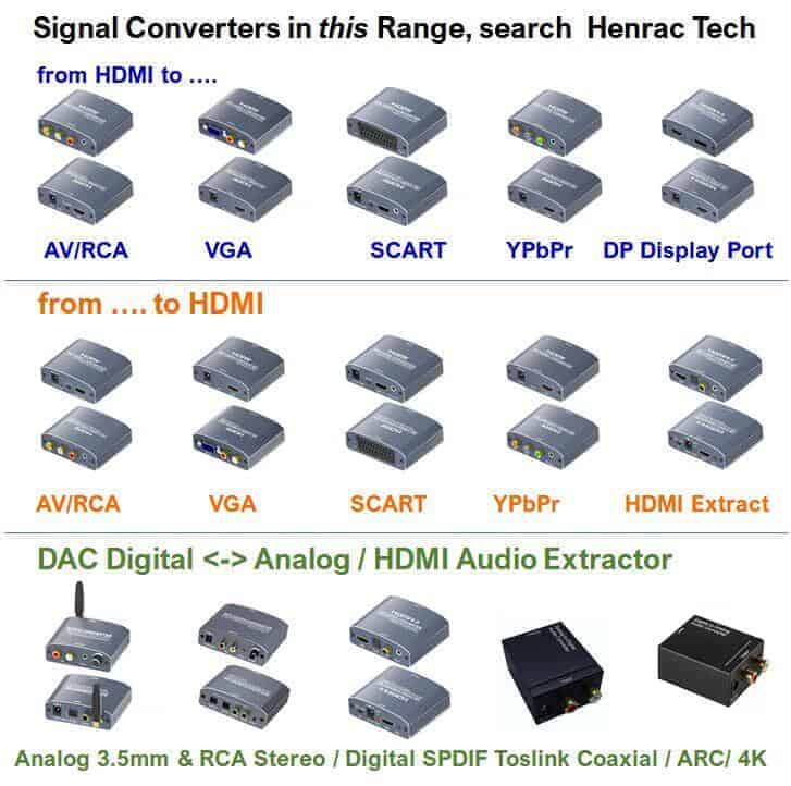 signal converters hdmi dac audio extractor vga ypbpr rca optical spdif coaxial jack aux plug