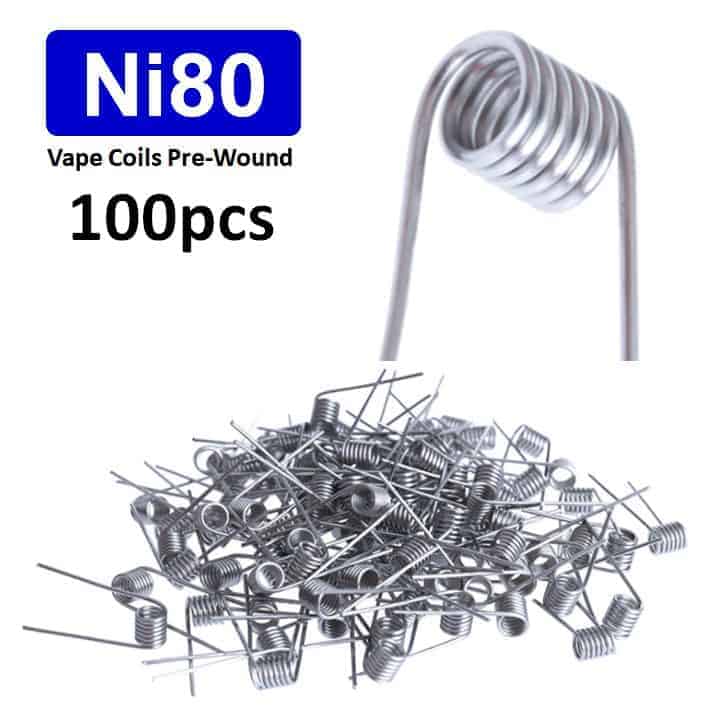 vape coils nickel ni80 wire rba rta rda rebuildable coils 0.2, 0.4, 0.5, 0.6, 1.3, 1.5 ohms 100pcs