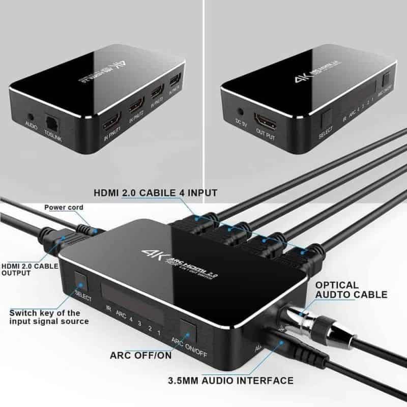 hdmi 4 port switcher audio extractor dac digital analog audio