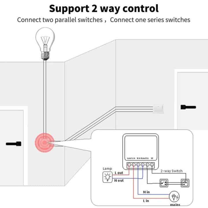 smart wifi 16A mini switch 16A tuya manual override switching 2 way