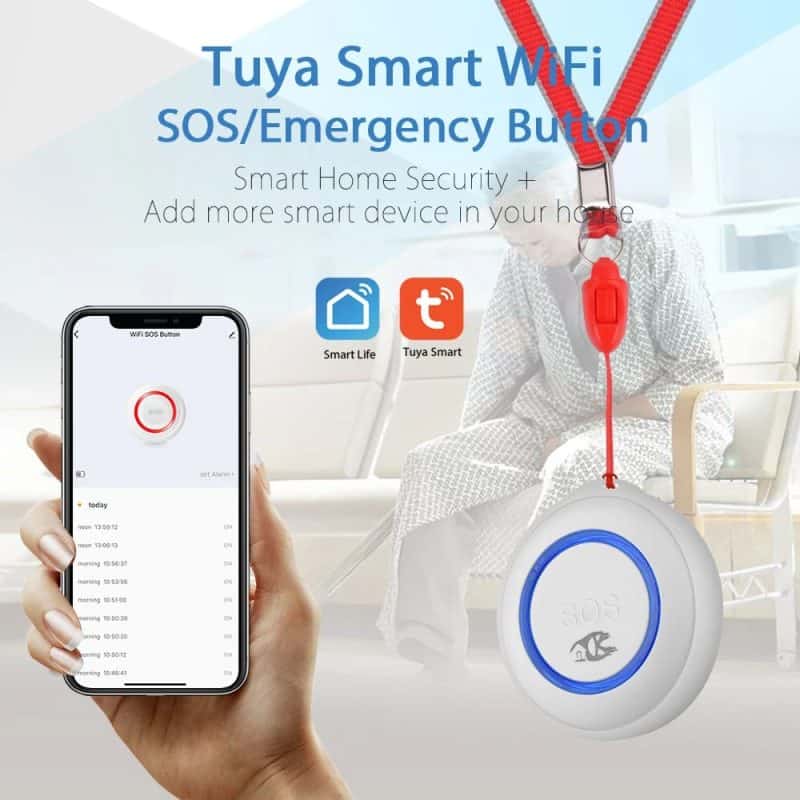 Smart SOS Panic Button WiFi & 433Mhz Tuya app