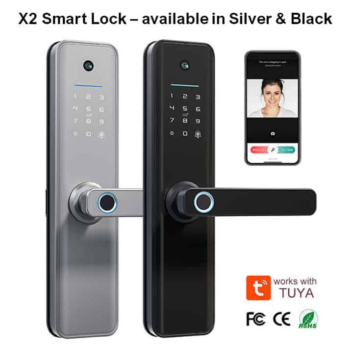 video smart wifi door lock fingerprint card code indoor wifi tuya silver black