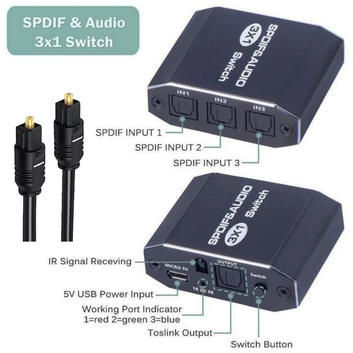 optical spdif toslink switch external connections