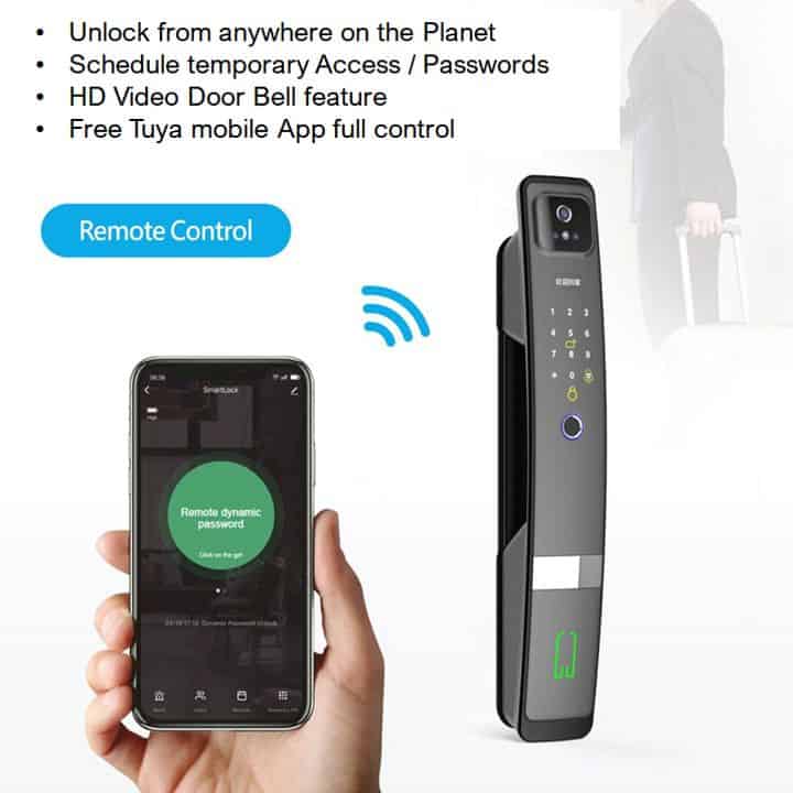 Smart wifi door lock facial recognition remote access tuya
