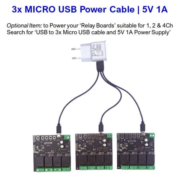 USB 5V power Cable to 3 Micro USB 5V 1A