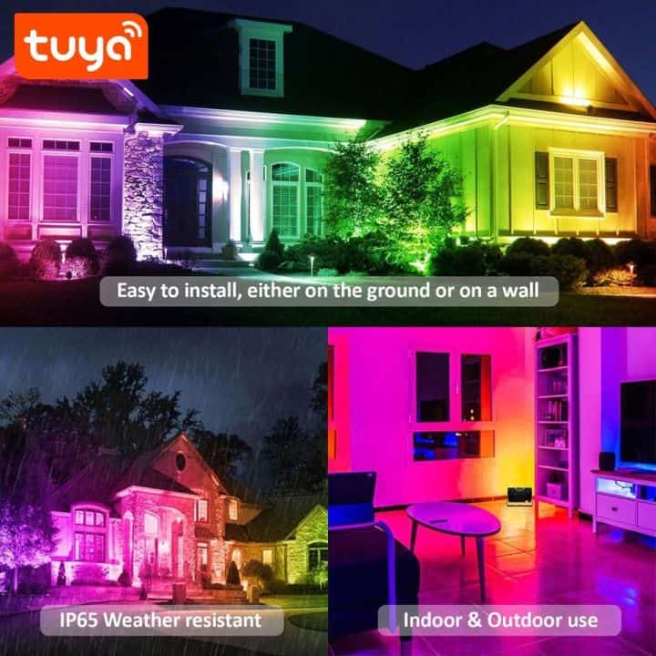 Smart flood light, colour changing spotlight 50W LED, Tuya WiFI