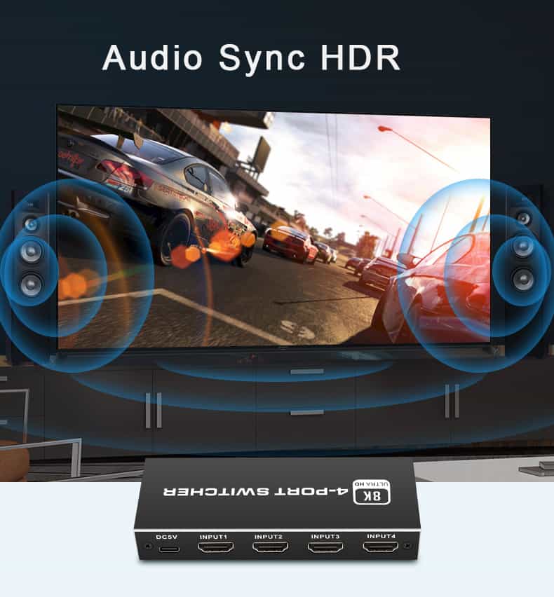8K hdmi switch with audio sync