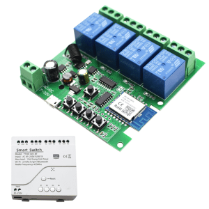 smart wifi 4ch relay board with shell 230VAC input 10A RF BT 433Mhz tuya