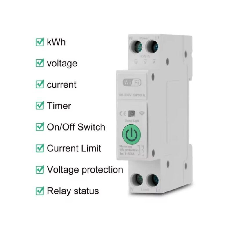 smart wifi circuit breaker 1P 1- 63A DIN Rail functions